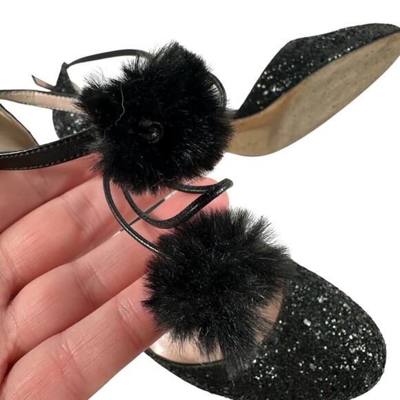 Kate Spade Abigail Glitter Pumps Pom Pom Block Heel Party Shoe Wmn Sz 6.5 - Picture 12 of 16